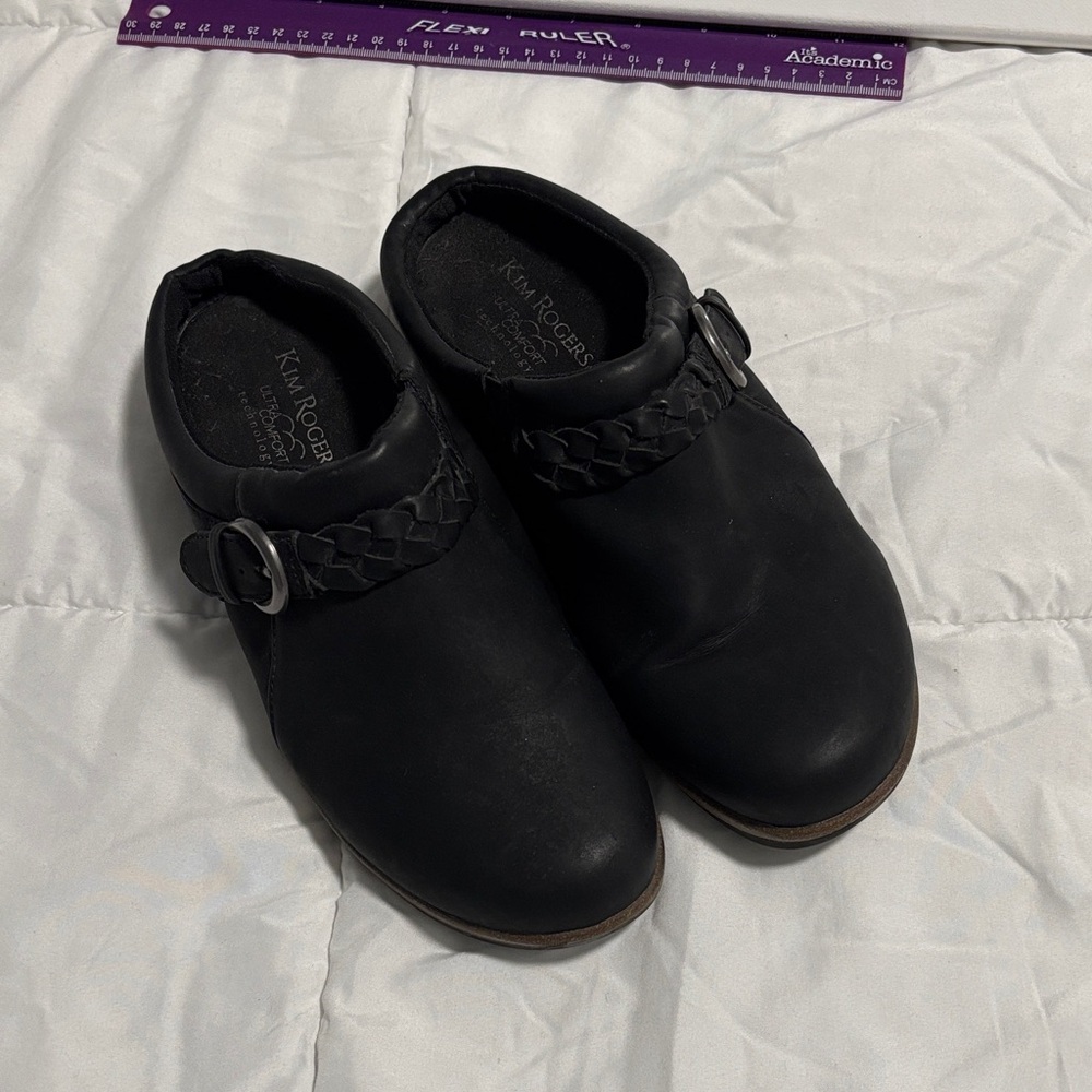 Kim Rogers Black Braided Slip-On Loafers Clogs size 7m